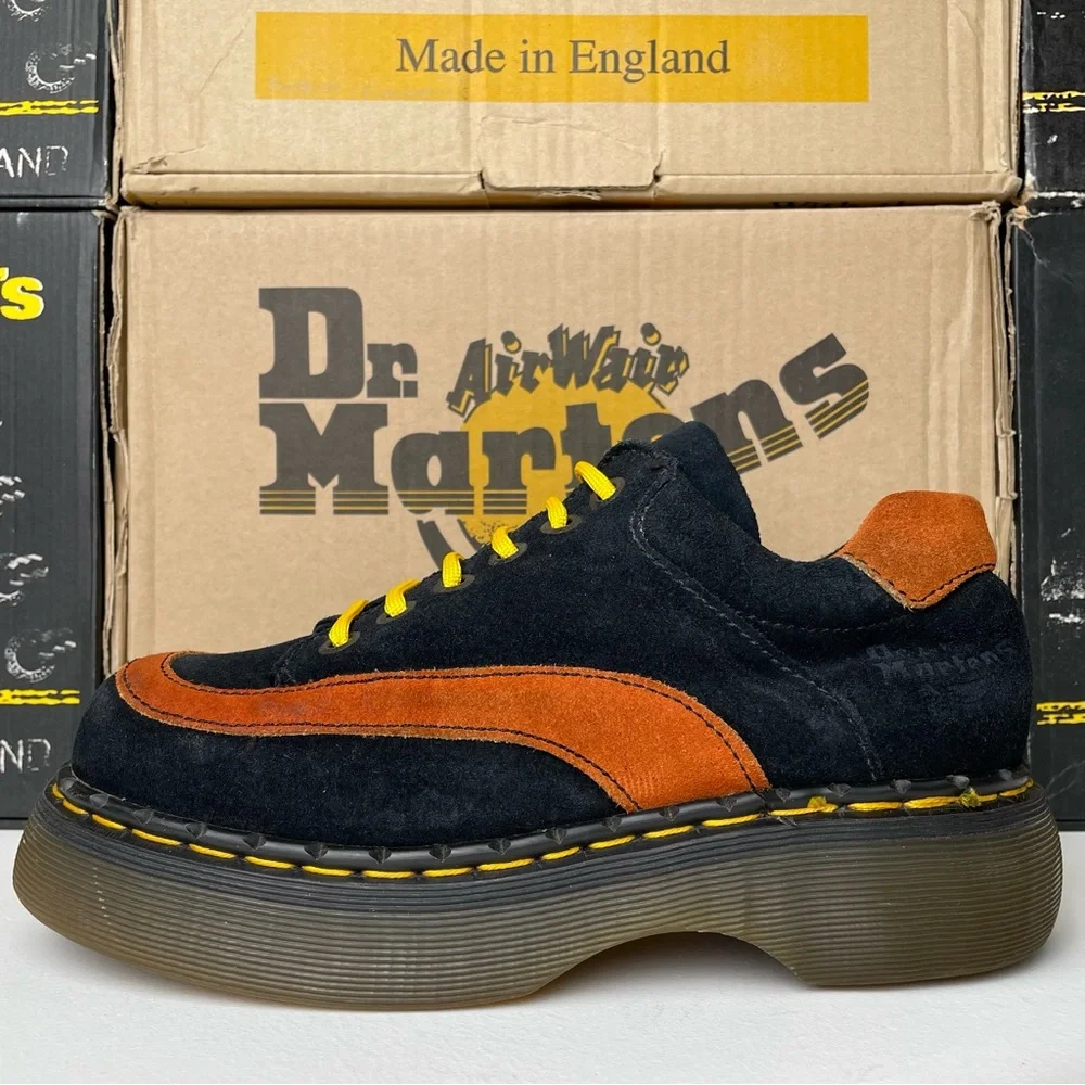 Vintage Dr. Martens MIE Blue Orange Stripe Chunky Oxfords Shoes UK 6 - Picture 4 of 16